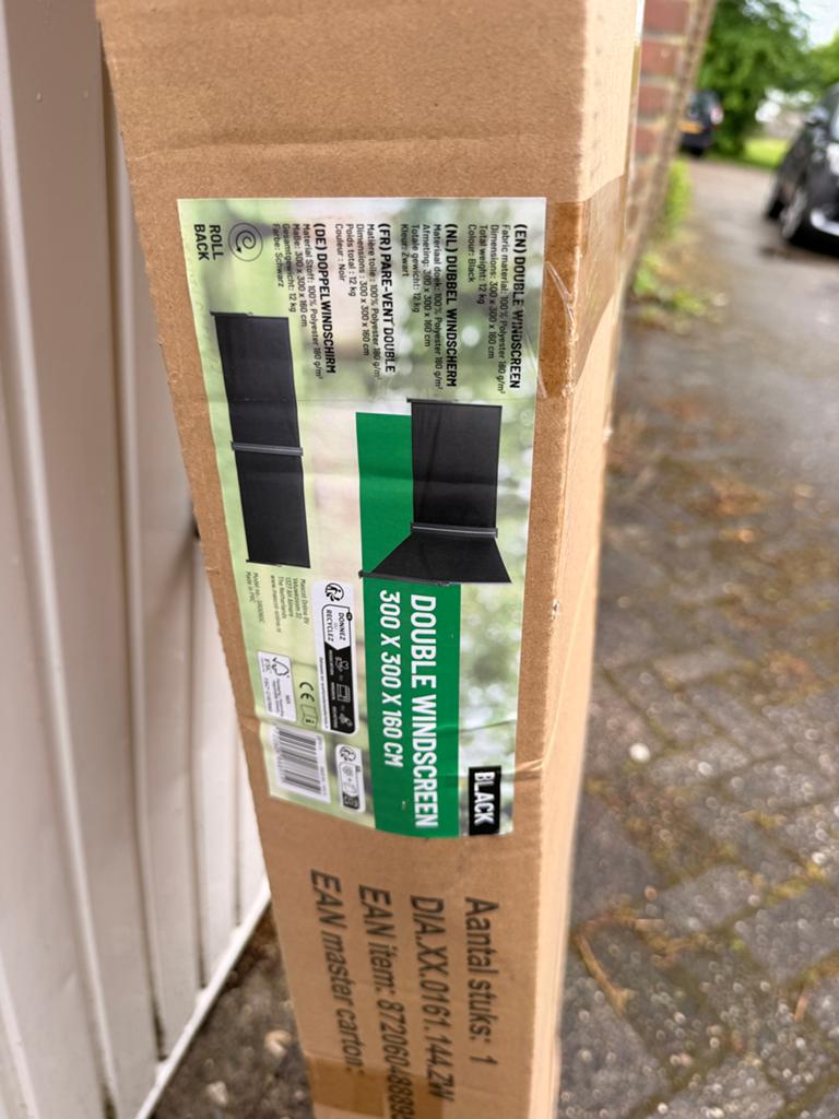 Uittrekbaar dubbelwindscherm nieuw in doos, Caravans en Kamperen, Windschermen, Ophalen, Uittrekbaar, Nieuw