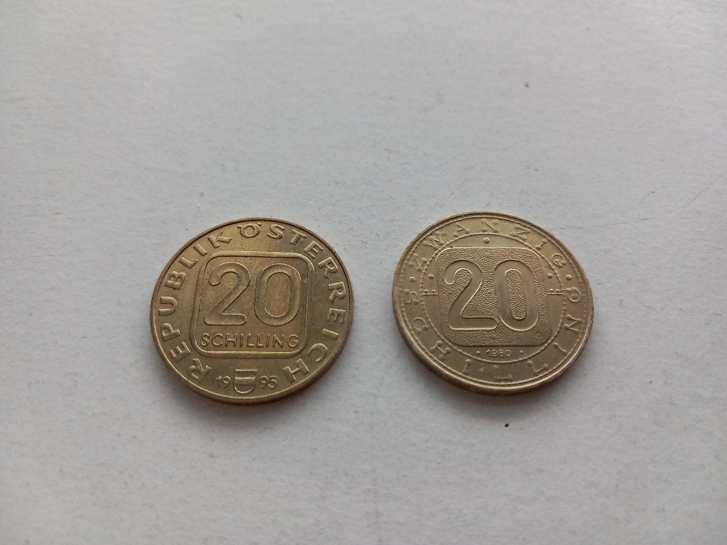 2x 20 Schilling Oostenrijk (1980 & 1995), Ophalen of Verzenden, Oostenrijk, Losse munt