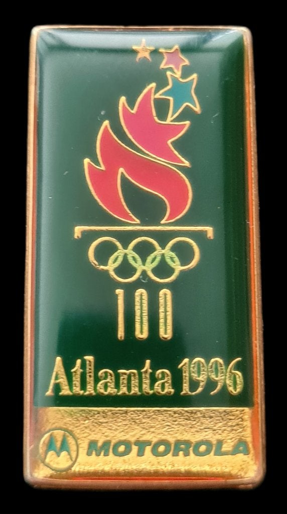 Olympische Spelen 100 Atlanta 1996-Motorola pin, Verzenden, Nieuw, Sport, Speldje of Pin