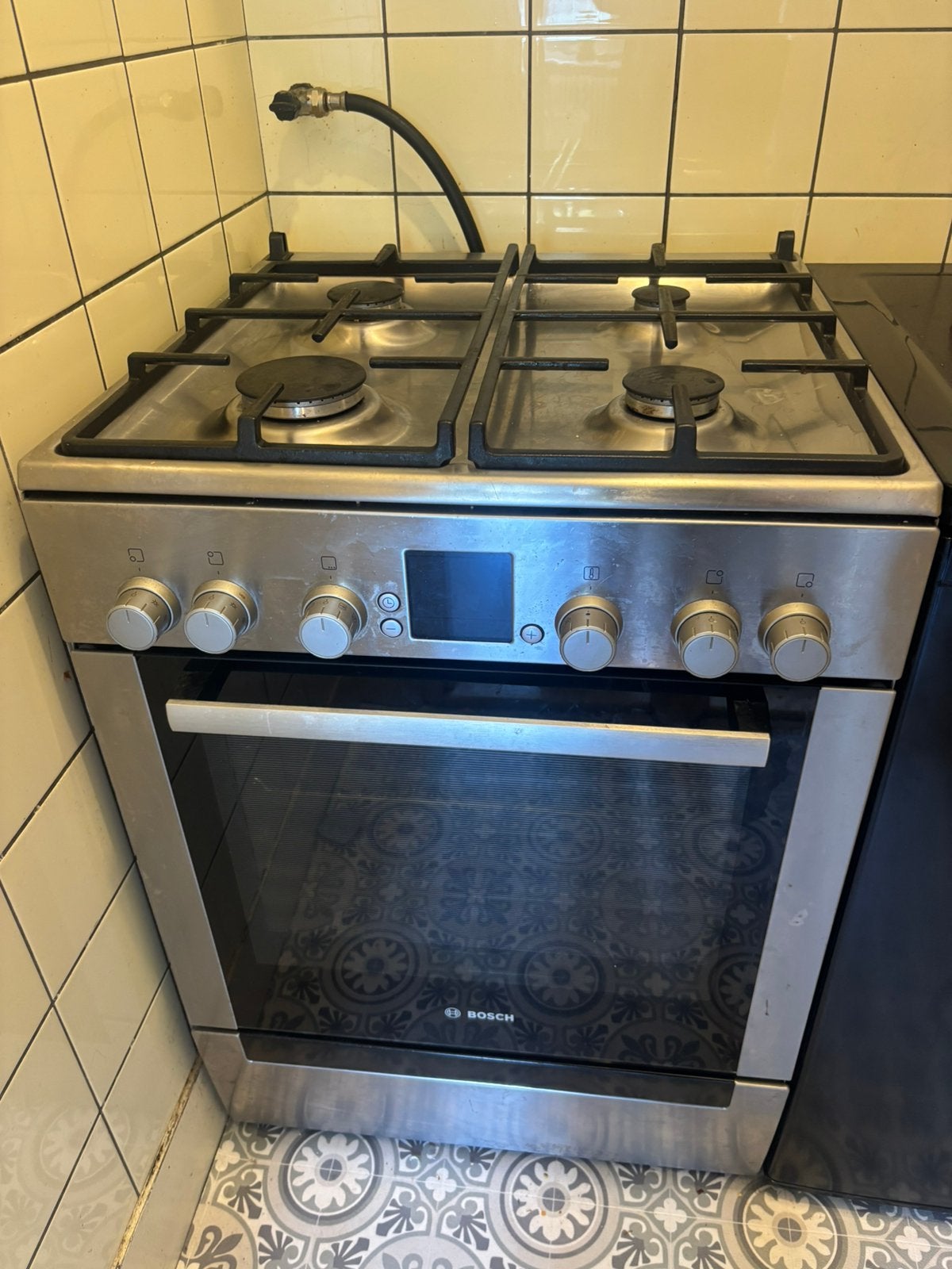 Bosch HXR390I50N gasfornuis – RVS – 4 pits, Witgoed en Apparatuur, Ophalen, 4 kookzones, Zo goed als nieuw, Gas