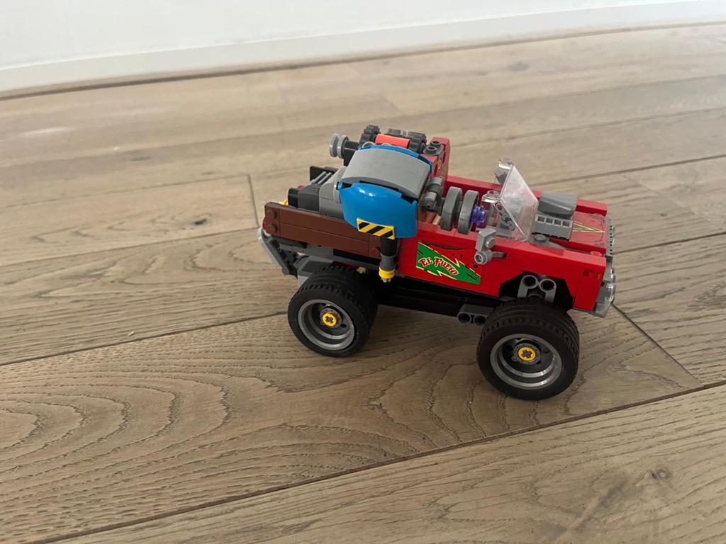 LEGO Monster Truck - Rode Pick-up met Grote Wielen, Hobby en Vrije tijd, Modelauto's | 1:32, Zo goed als nieuw, Ophalen of Verzenden