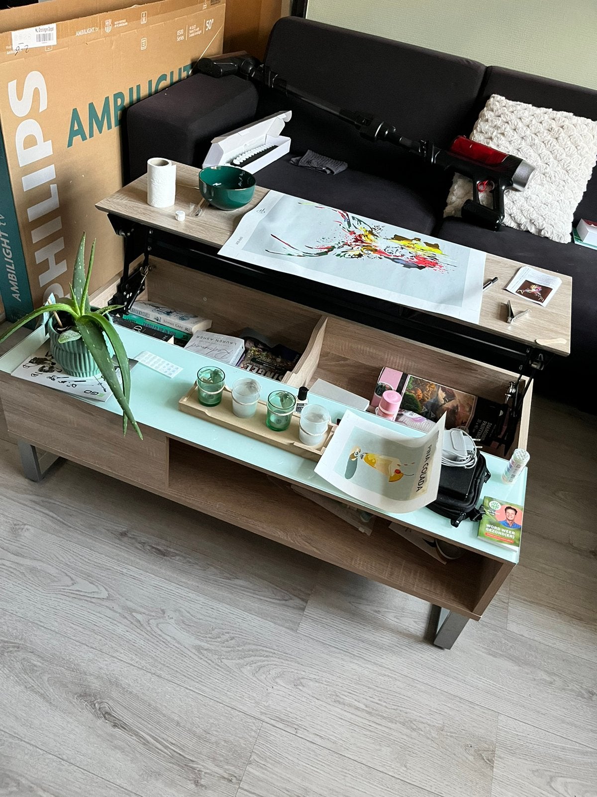 Salontafel 100x75x36, Ophalen, 100 tot 150 cm, 50 tot 100 cm, Zo goed als nieuw