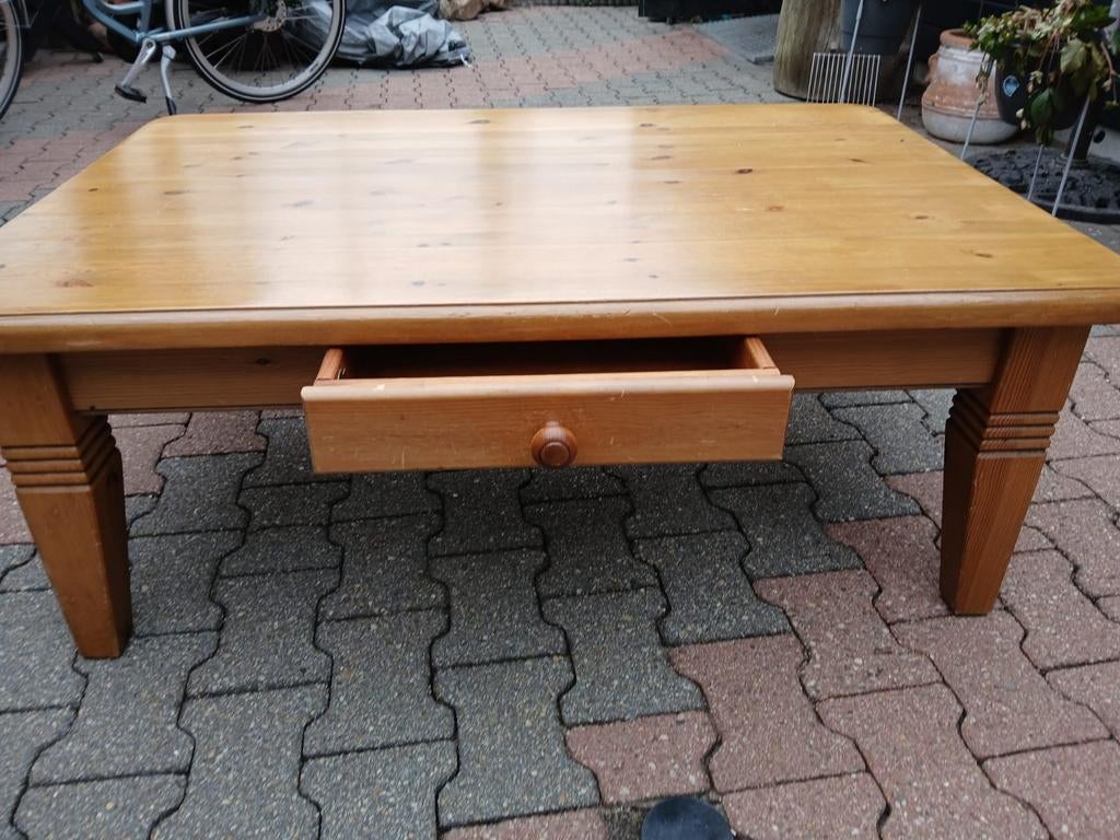 Cottage grenen salontafel  evt met eettafelset, Ophalen, Gebruikt, 100 tot 150 cm, 50 tot 100 cm