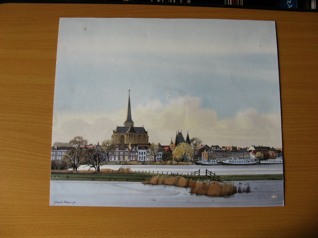 Kampen Stadsgezicht met kerk en Salonboten, Ophalen of Verzenden, Voor 1940, Zo goed als nieuw, Overige onderwerpen
