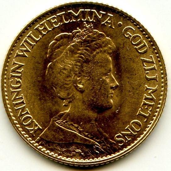 gouden tientje 10 gulden 1917 FDC, Koningin Wilhelmina, Losse munt, 10 gulden, Goud