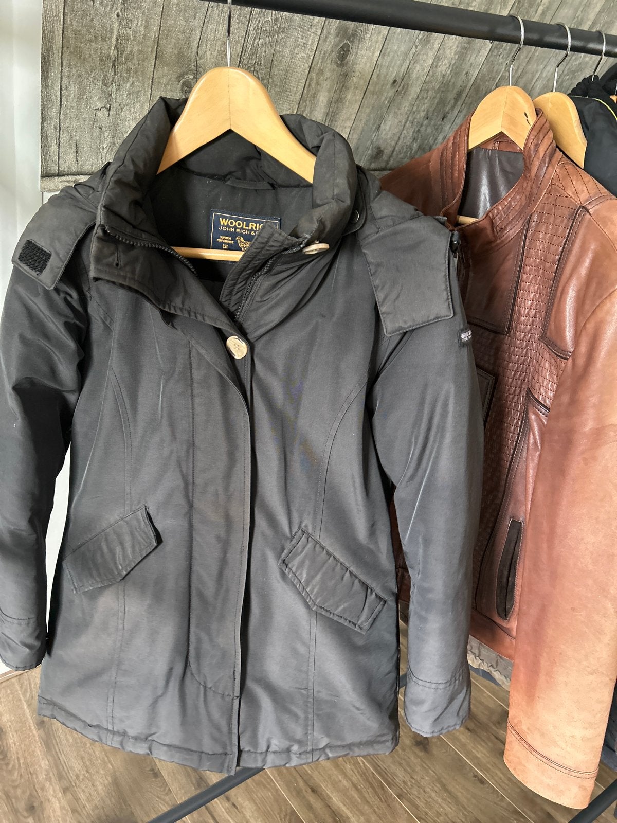 Dames winterjas Woolrich zwart maat 12, Ophalen of Verzenden, Gedragen, Maat 36 (S), Zwart