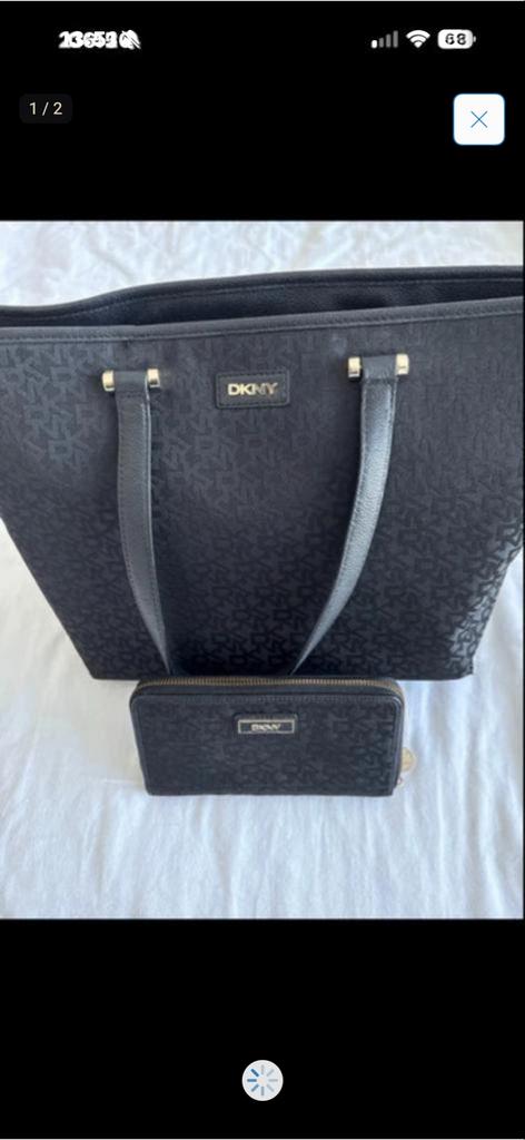 DKNY Shopper en Portemonnee Set - Zwart Monogram, Ophalen of Verzenden, Zo goed als nieuw, Zwart, Shopper