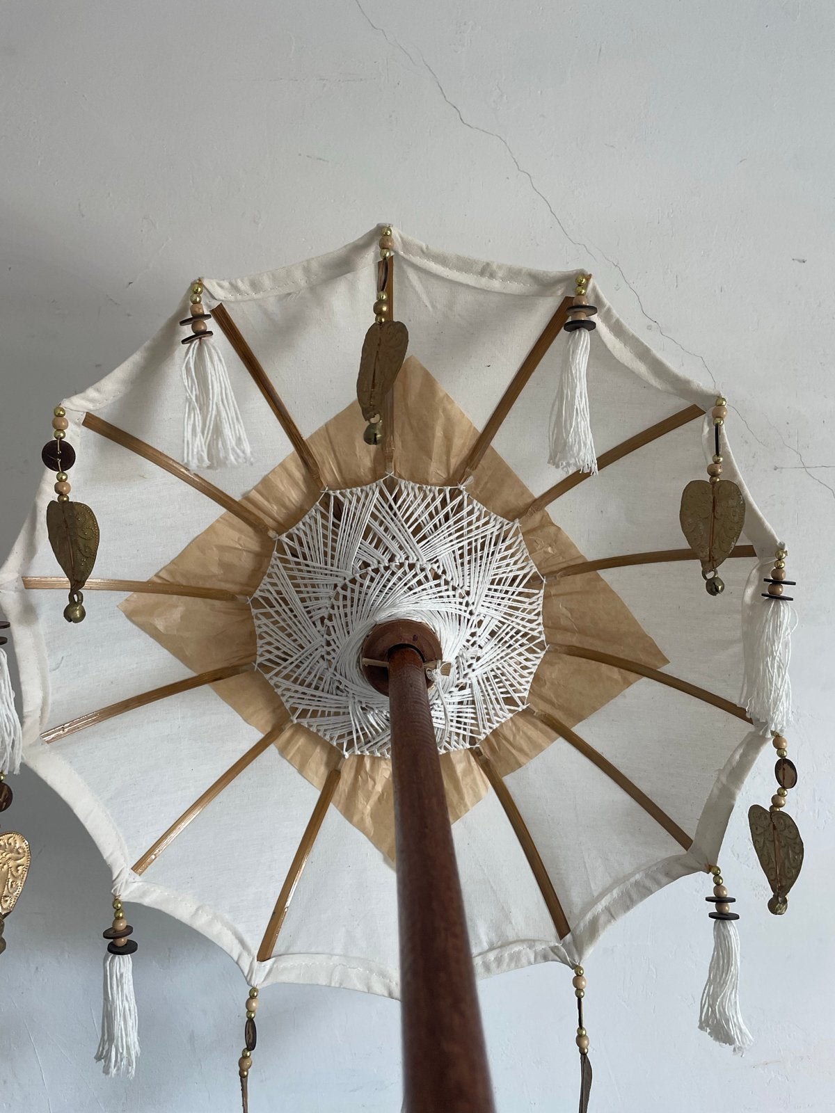 Balinese parasol - Handgemaakt, Ophalen, Wit, Textiel, Oosters