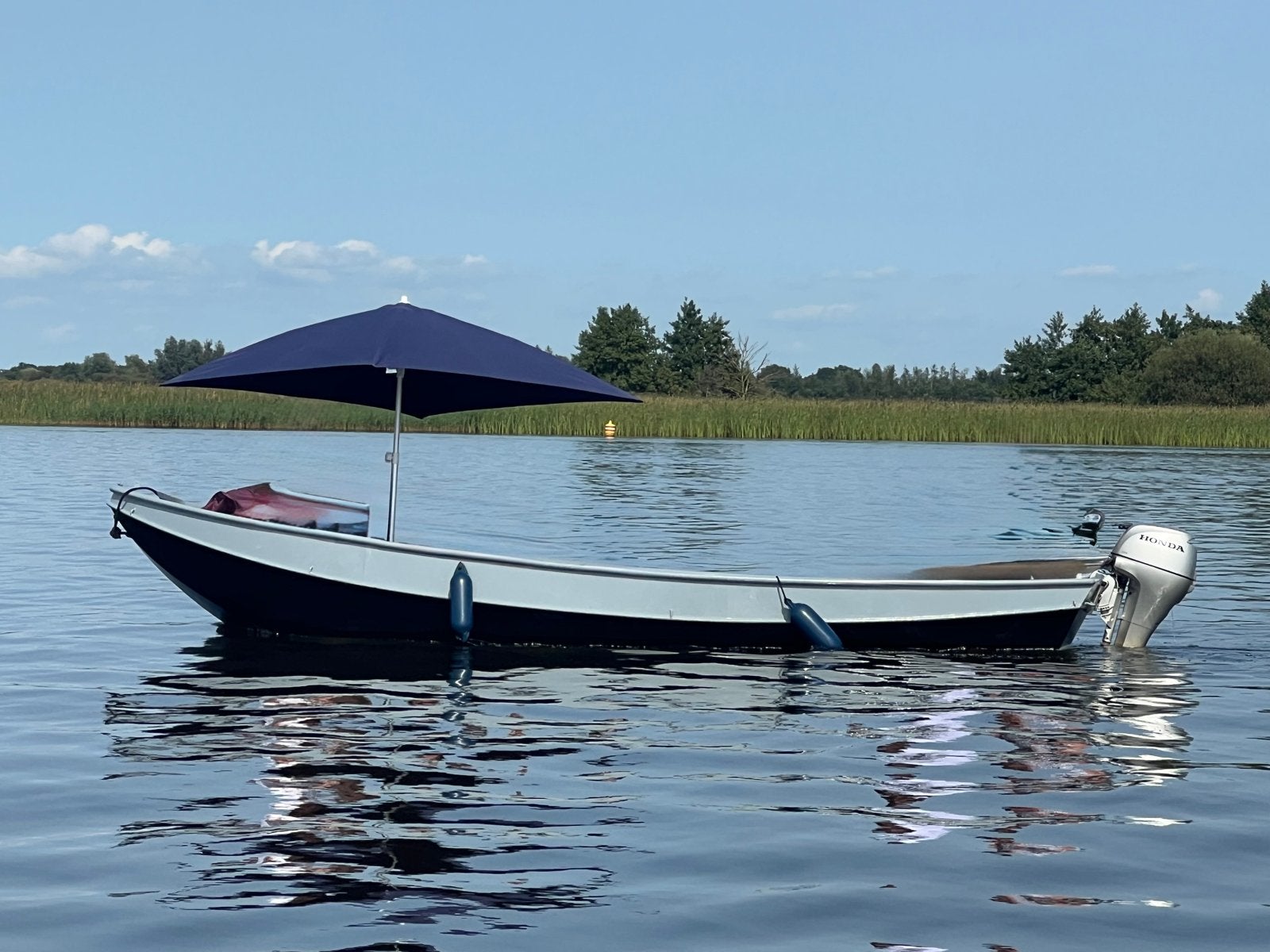 Stalen sloep met Honda buitenboordmotor, Watersport en Boten, Gebruikt, Staal, 10 pk, Afdekzeil