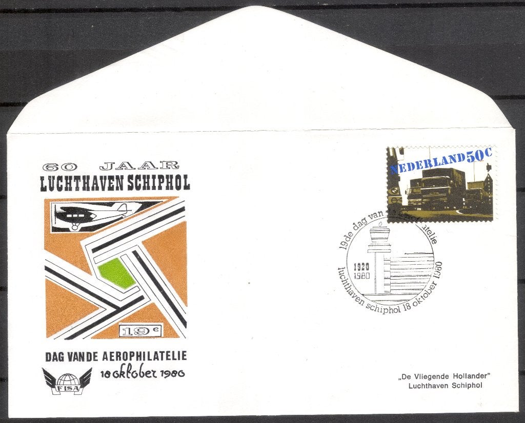 19e dag van de aerophilatelie - 60 jaar luchthaven Schiphol, Postzegels en Munten, Verzenden, Envelop