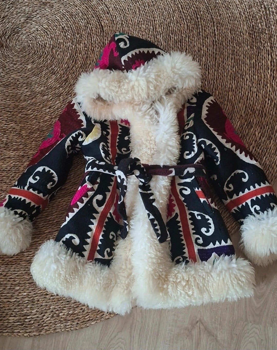 Unieke Vintage Afghaanse Penny Lane Jas - Handgemaakt Leer, Handgemaakt, Ophalen of Verzenden, Zo goed als nieuw, Meerkleurig