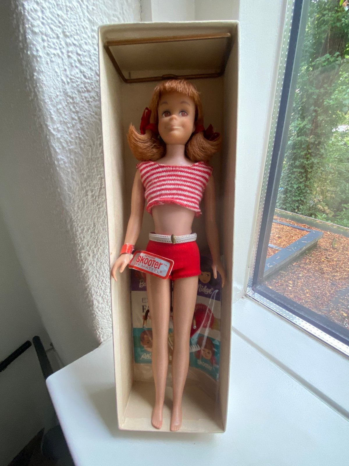 Vintage Barbie Skooter Skipper in doos met Skooter label, Verzenden, Zo goed als nieuw, Fashion Doll