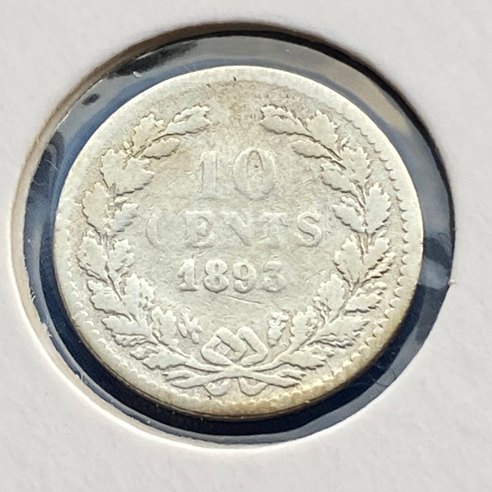 10 cent / Zilveren dubbeltje uit 1893 van Wilhelmina, Verzenden, Zilver, 10 cent, Koningin Wilhelmina