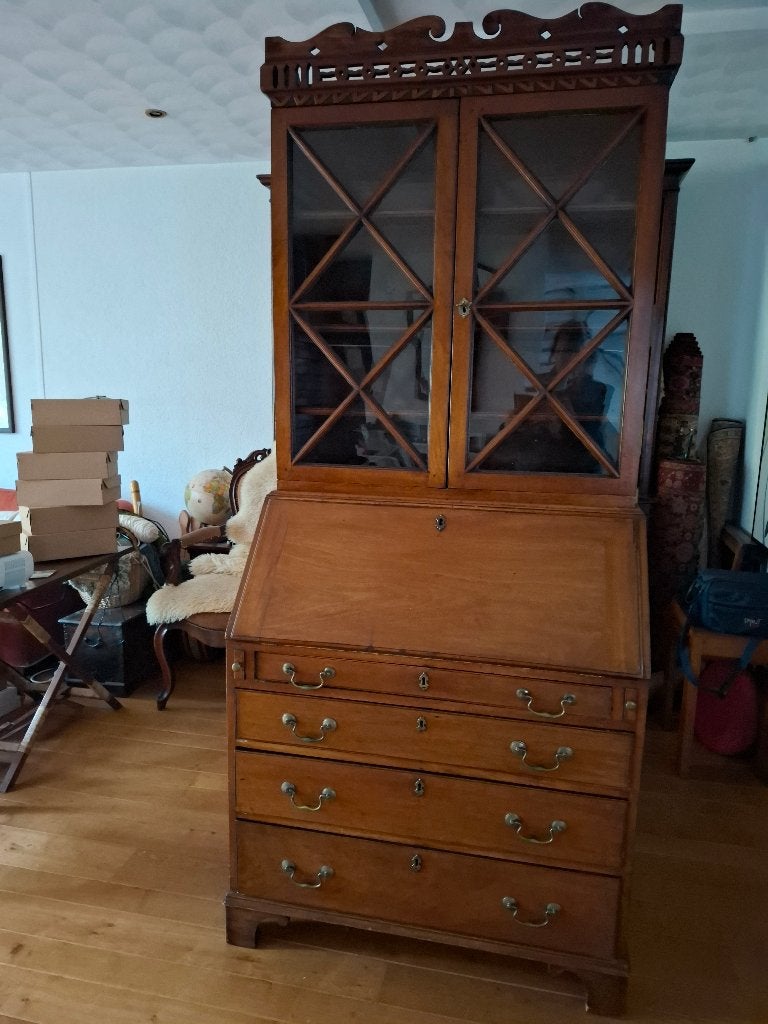 antiek Georgian (18e eeuw) bureau bookcase secretaire, Ophalen, Gebruikt, Georgian