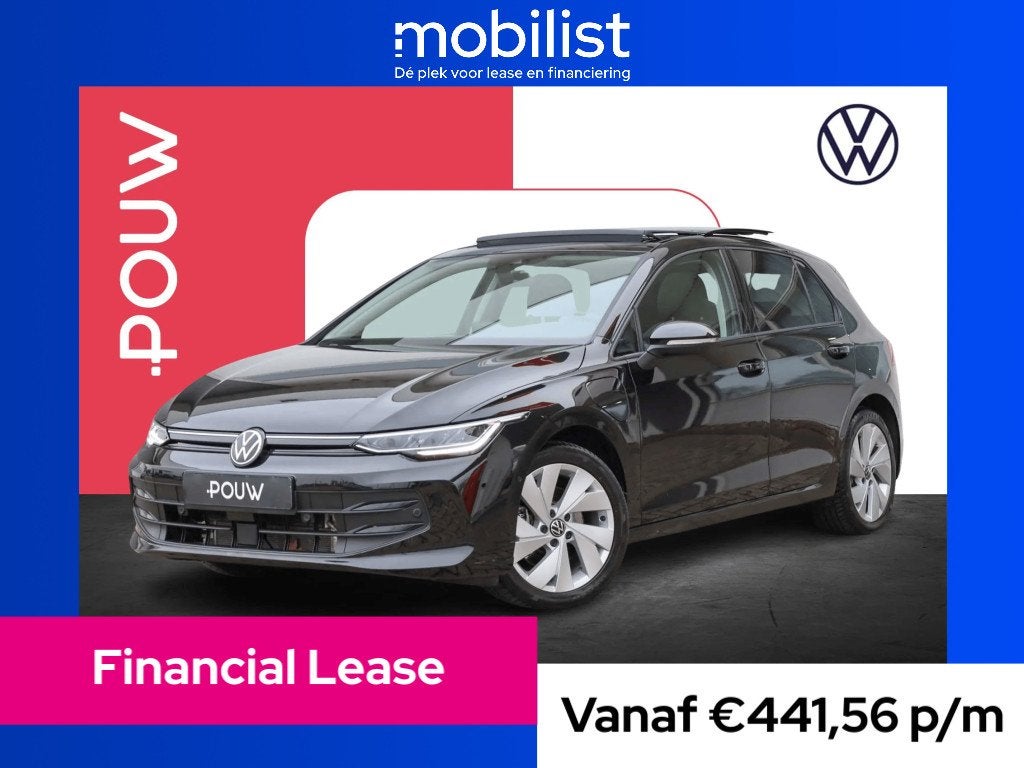 Volkswagen Golf 1.5 eHybrid 204pk Life Edition (bj 2025), 4 cilinders, Zwart, Bedrijf, 1700 kg