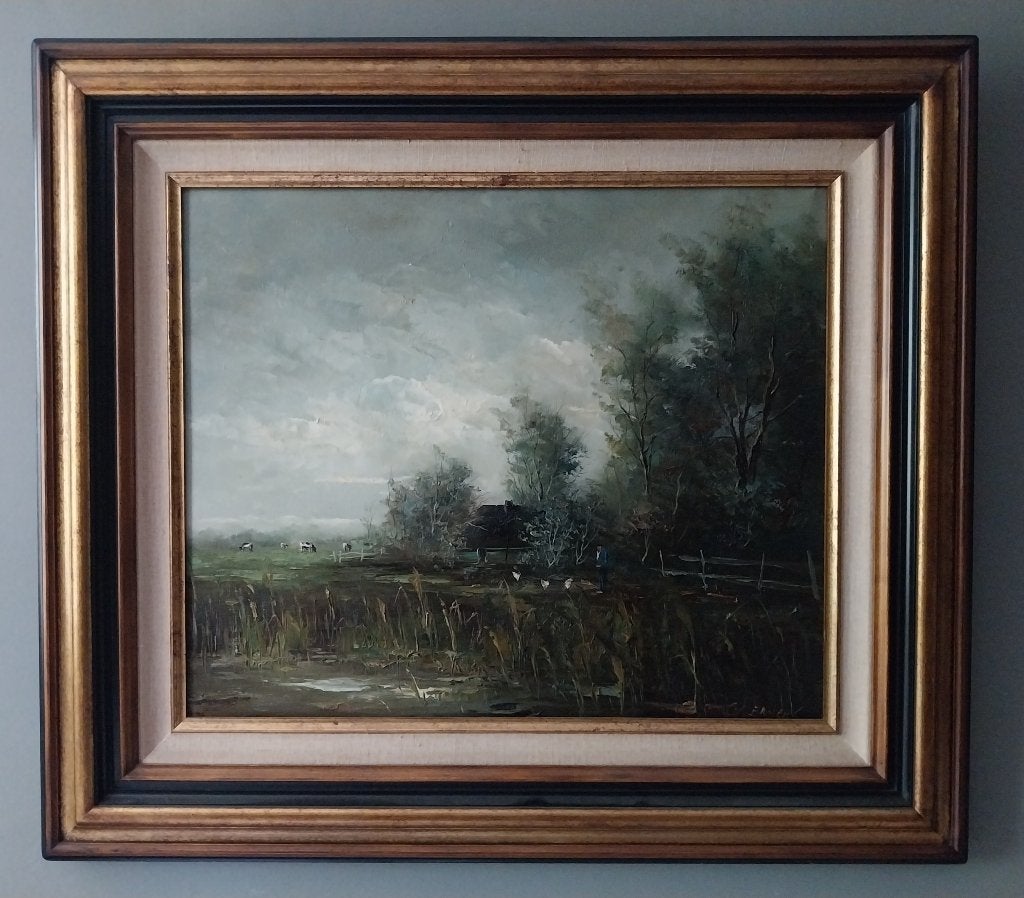 G.J. Ernens  (1935–2020) - Platteland - 1970, Antiek en Kunst, Ophalen
