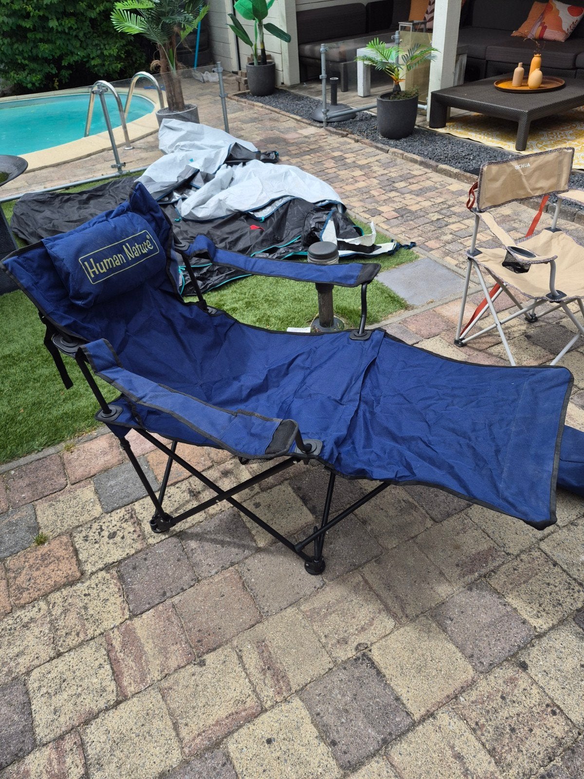 Campingstoel opvouwbaar met voetensteun, Ophalen of Verzenden