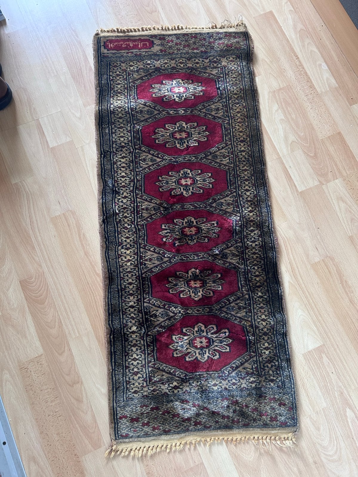 Vintage Oosters Tapijt tafelloper Rood/Zwart/Beige Loper, Huis en Inrichting, Stoffering | Tapijten en Kleden, Minder dan 50 cm