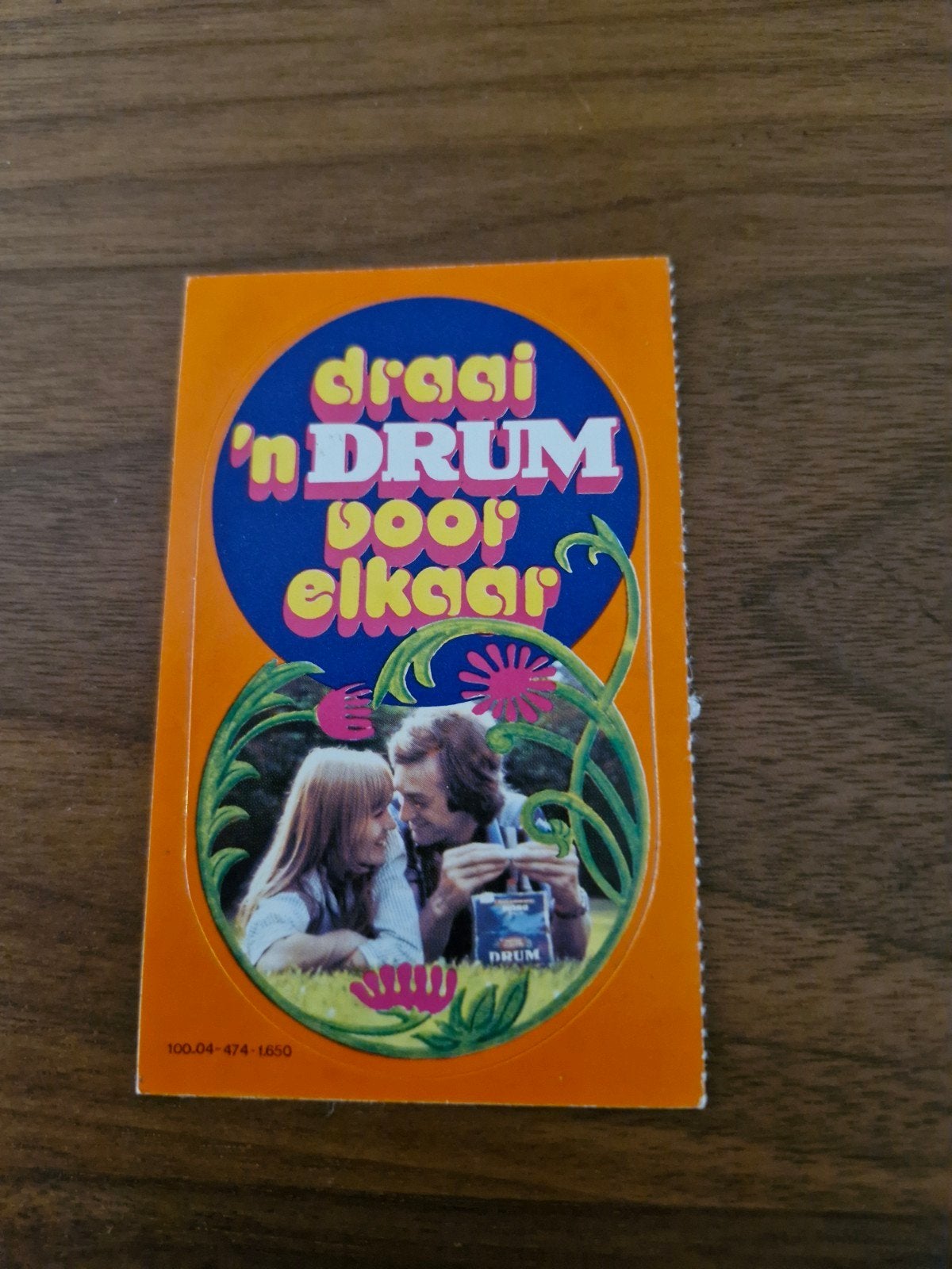 9802 Vintage Drum Tabak Sticker - 'n Drum voor elkaar, Ophalen of Verzenden, Gebruikt, Overige typen