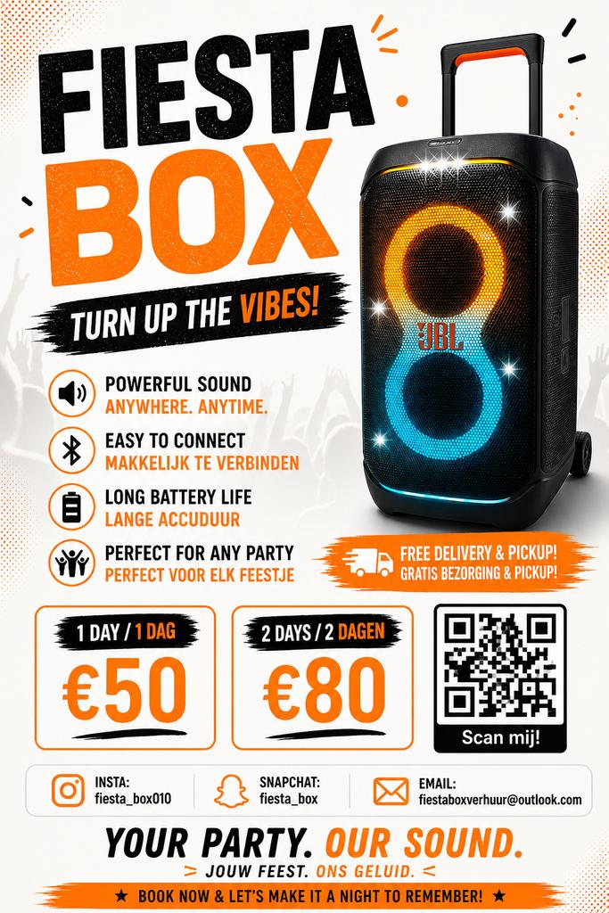 JBL PARTYBOX TE HUUR, Ophalen of Verzenden, Zo goed als nieuw, 120 watt of meer, JBL