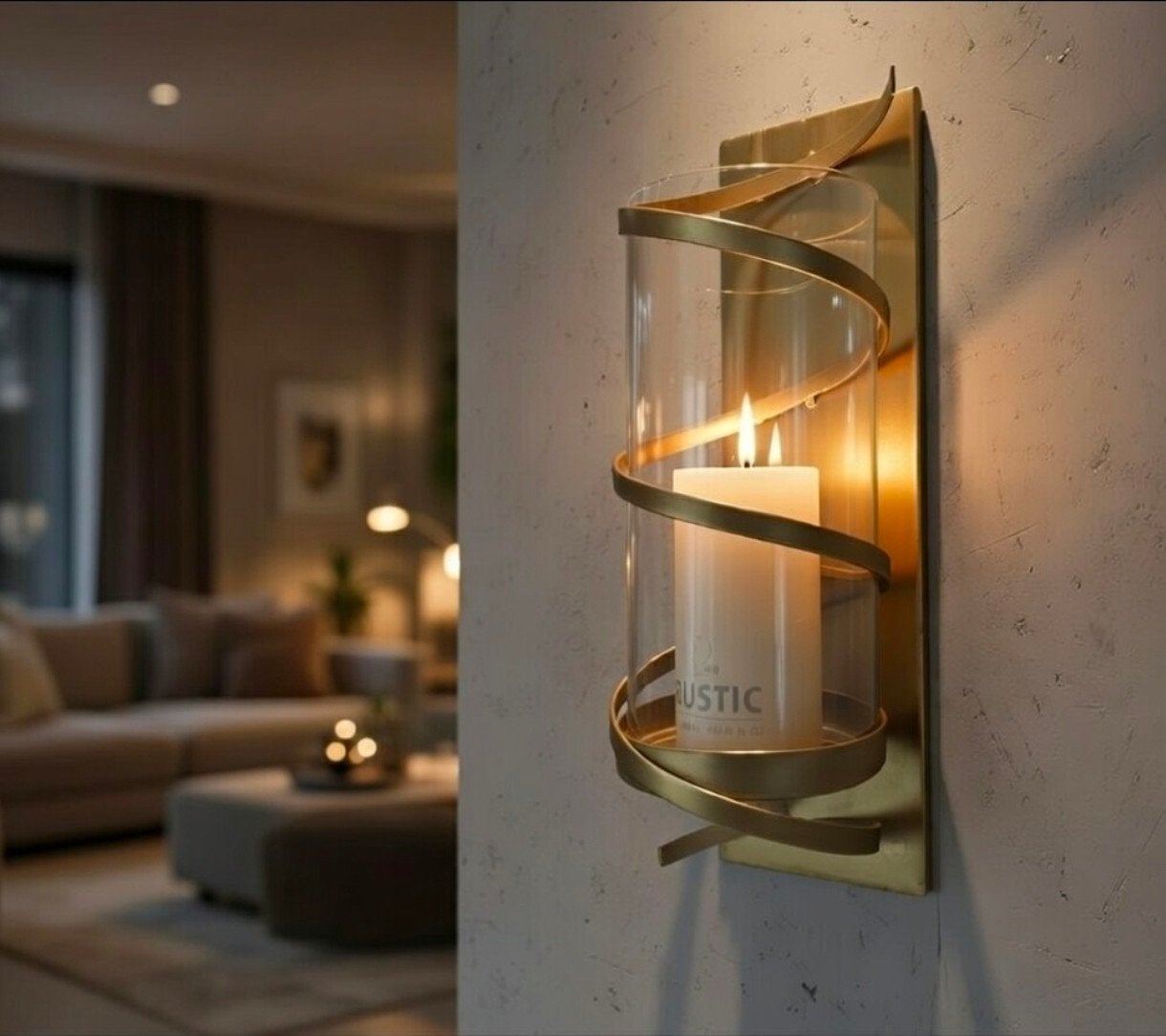 Haylie windlicht glas messing 15x12x41 cm theelichthouder, Windlicht, 41 cm, Overige merken