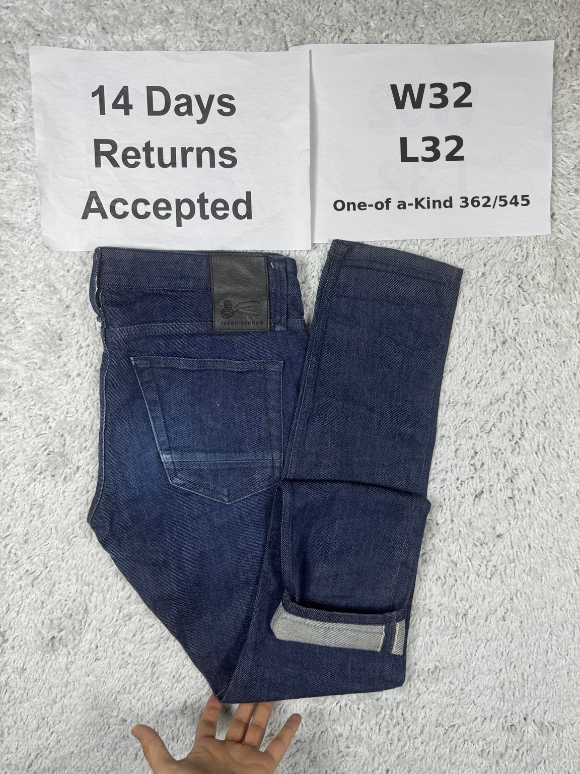 Jason Denham Collection York Selvedge Jeans W32 L32 3347, G, G, Blauw, G