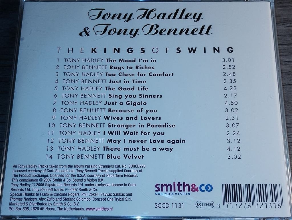 Tony Hadley & Tony Bennett - The Kings of Swing, Ophalen of Verzenden, Zo goed als nieuw, Jazz