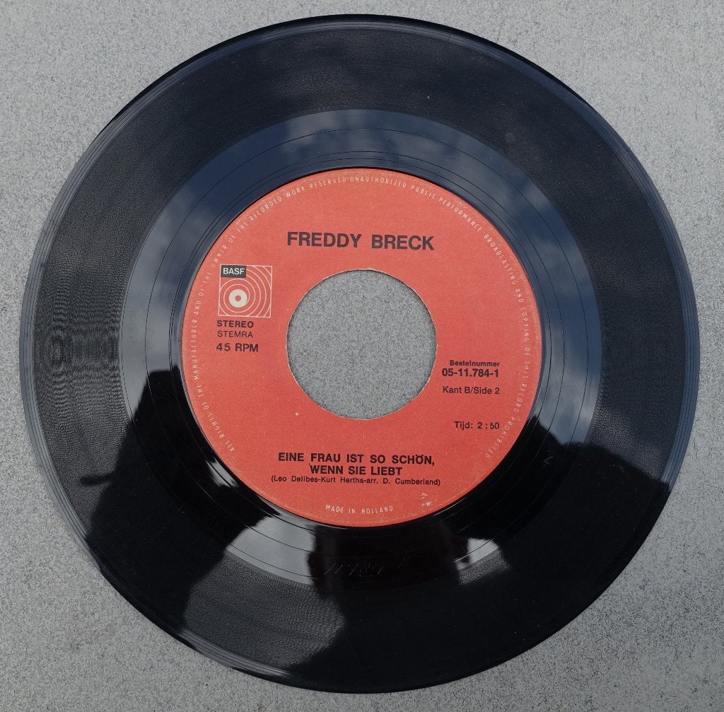 Freddy Breck - Rote Rosen  ( 7'' vinyl single )  (2), Cd's en Dvd's, Gebruikt, 7 inch, Beschermende buitenhoes, Overige typen