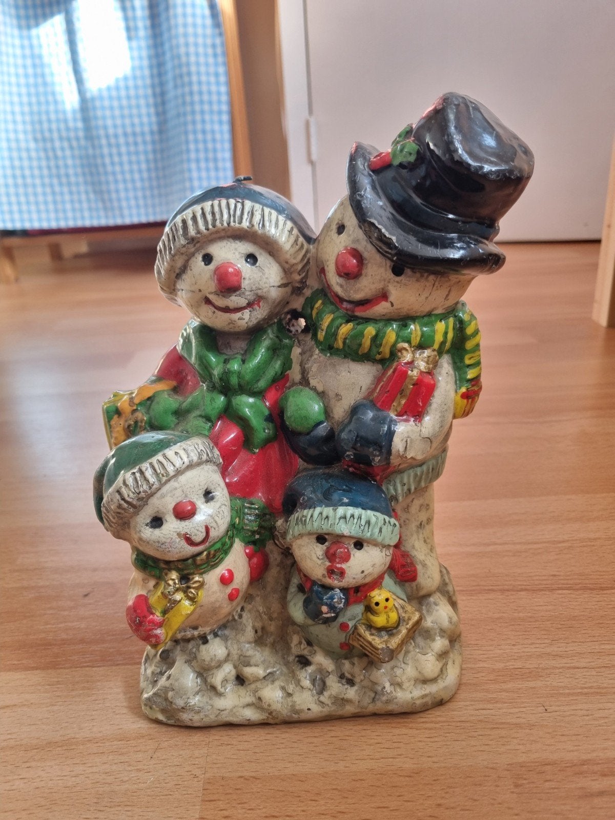 Sneeuwman vintage kerstkaart groot, Ophalen of Verzenden
