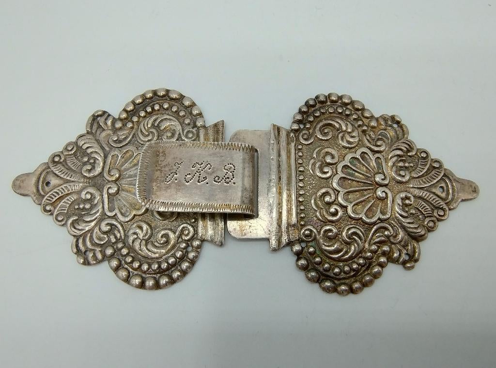 Zilveren schorteslot, E. Drost uit Meppel, ca. 1910, Gebruikt, Info@zilverwebsite.nl, Verzenden, Zilverwebsite.nl