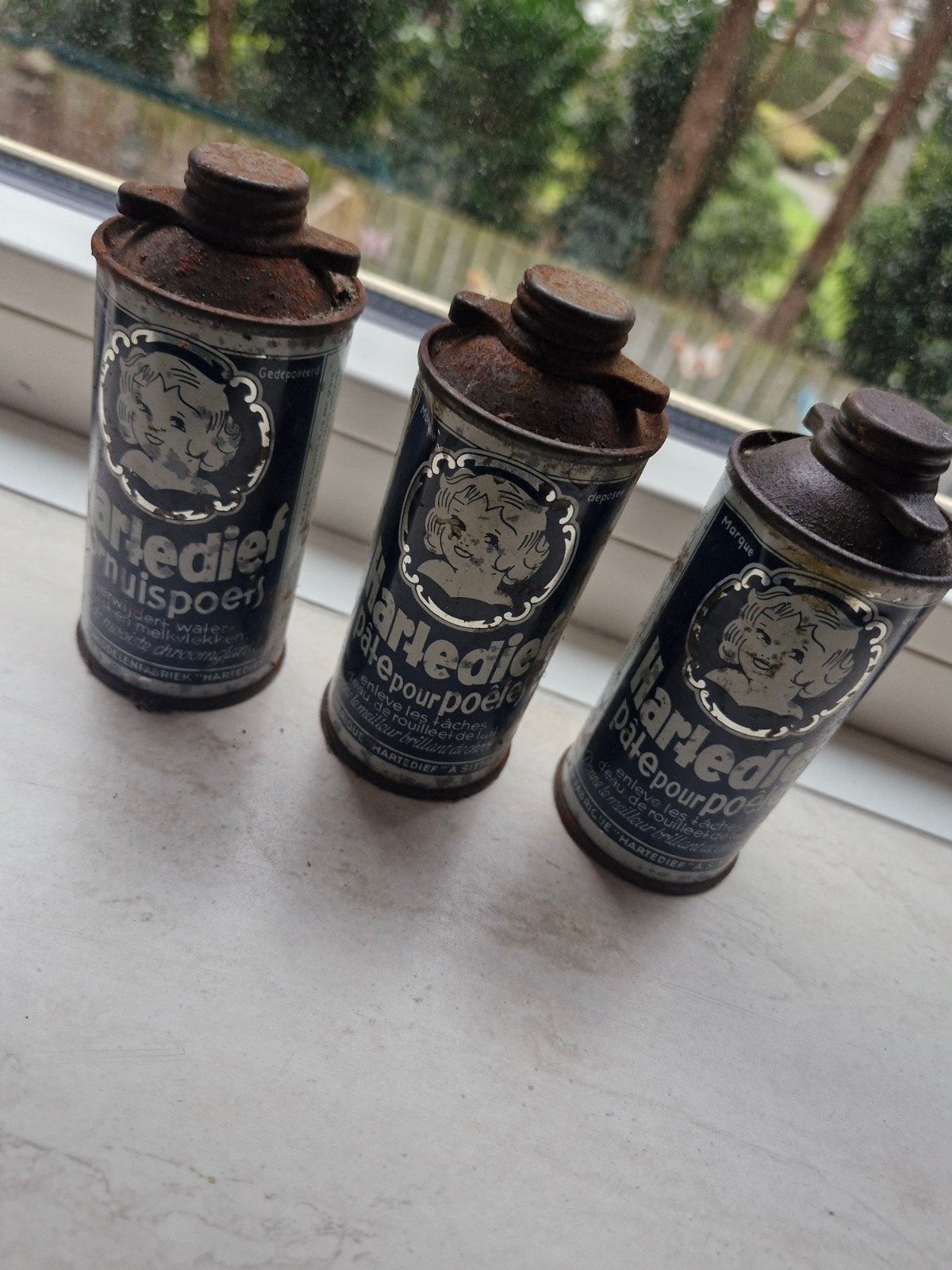 3x Antieke Harledief Poetsmiddel Blikjes - Zeldzaam, Ophalen of Verzenden