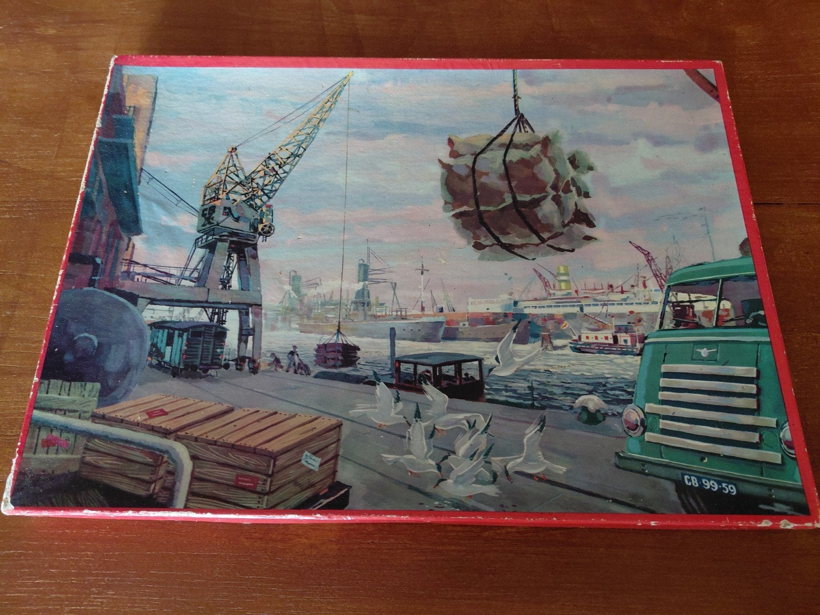 2x Vintage Legpuzzel Havenzicht, Ophalen of Verzenden, Minder dan 500 stukjes, Gebruikt, Legpuzzel