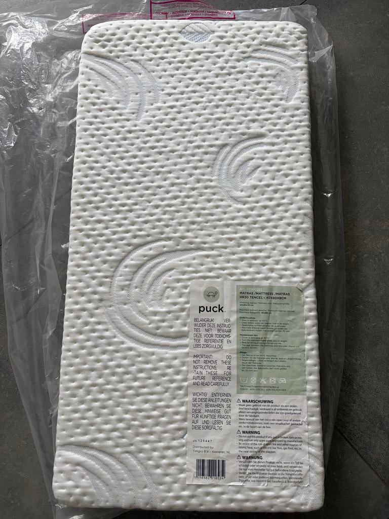 Puck Matras HR30 Tencel 40x80x8cm - Nieuw, Ophalen of Verzenden, Nieuw, Wieg