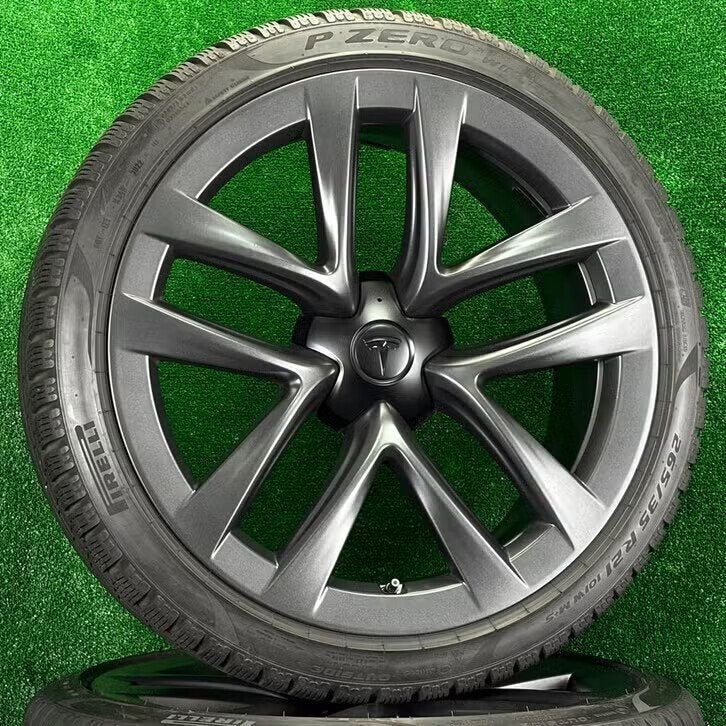 Originele 21 inch Tesla Model S Plaid velgen winterbanden, Banden en Velgen, Tesla, Gebruikt, Info@tesla.com
