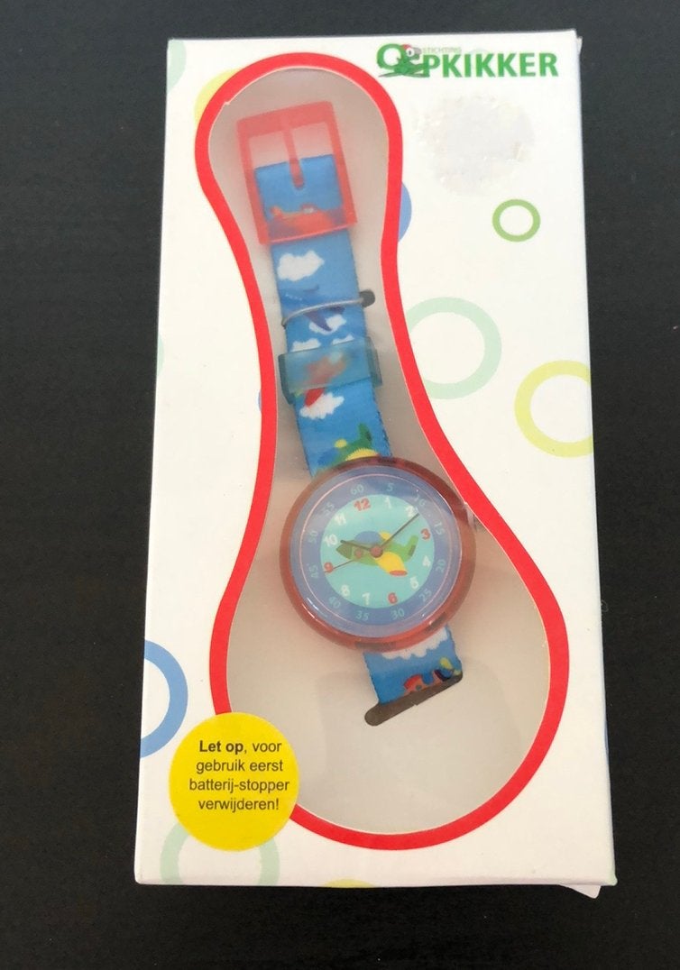 Nieuw! Kinder horloge met vliegtuig, Ophalen of Verzenden, Nieuw, Jongen of Meisje