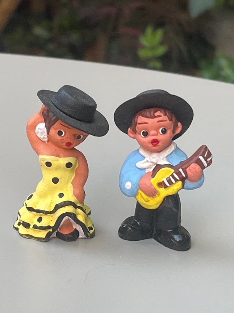Vintage Spaanse kleibeeldjes - Flamenco danseres en gitarist, Ophalen of Verzenden, Zo goed als nieuw