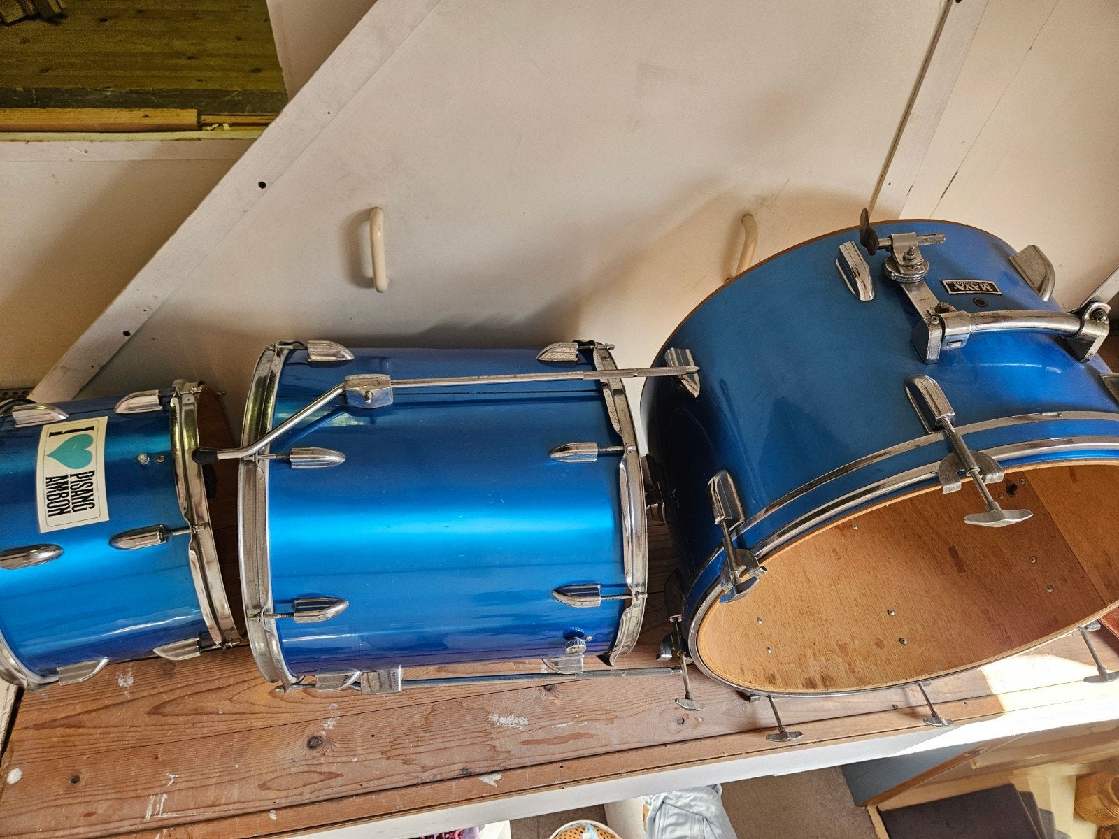 Drumstel Ketelset bass, 2 x tom en een floor, Ophalen of Verzenden, Gebruikt, Overige merken