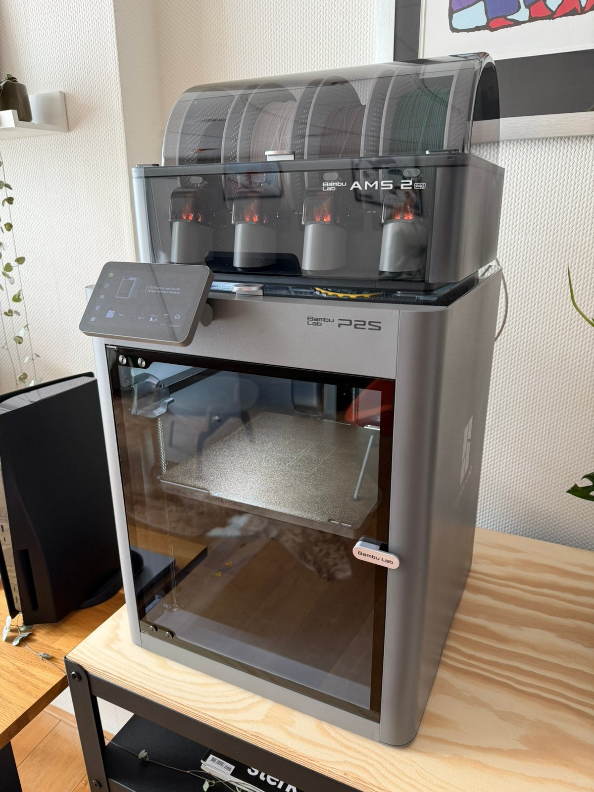 Bambu Lab P2S, AMS 2 Pro en External exhaust filter met doos, Ophalen, Ingebouwde Wi-Fi, Zo goed als nieuw, Filament