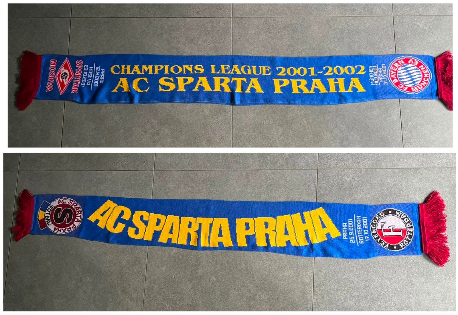 AC Sparta Praha - Feyenoord Champions League 2001-2002 sjaal, Ophalen of Verzenden, Zo goed als nieuw, Feyenoord, Vaantje of Sjaal