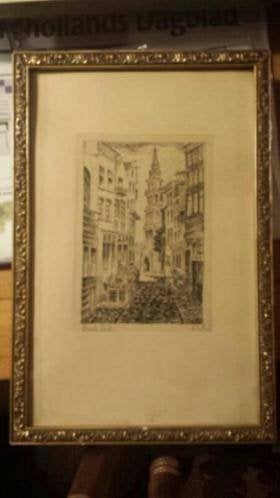 oude prent oude kerk D. v. d. Finck. Amsterdam, Antiek en Kunst, Ophalen