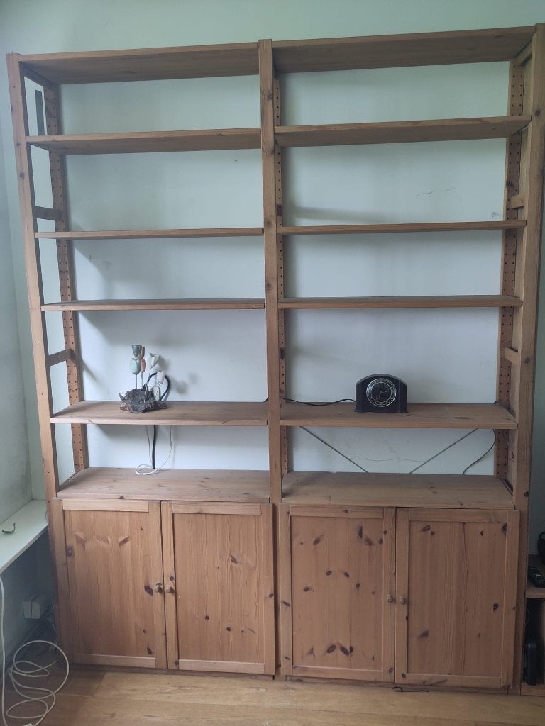 Hoge Ivar stellingkast met deurtjes en planken, Ophalen, Gebruikt