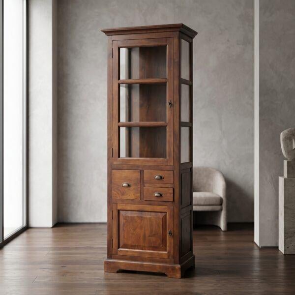 Vitrinekast Teak 1,00 m, 200 cm of meer, Teakhout, Nieuw, 25 tot 50 cm
