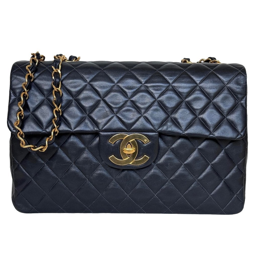 Chanel jumbo lamsleer single maxi XL flap classic 11.12 tas, Verzenden, Zo goed als nieuw, Zwart, Handtas