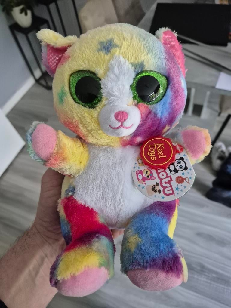 Keel Toys Animotsu Kat Regenboog Pluche Knuffel, Overige karakters, Ophalen of Verzenden, Meerkleurig, Anna Club Plush