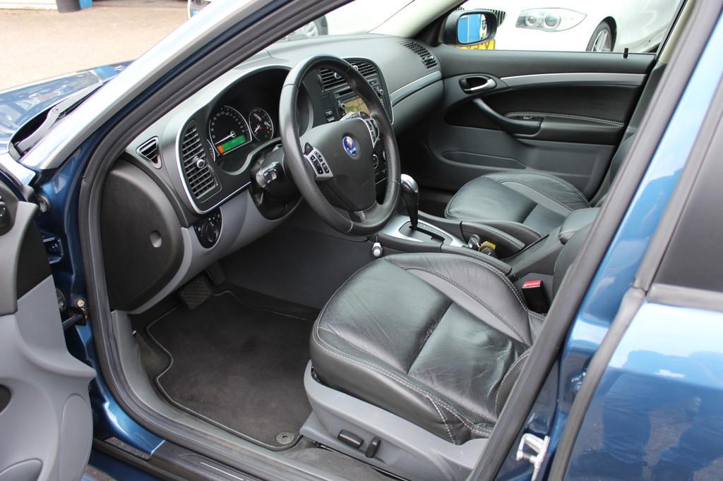Saab 9-3 Sport Estate 2.8 V6 Turbo "Aero" Leder - Navi - Aut, Auto's, Saab, Gebruikt, 252 pk, Blauw, Grijs