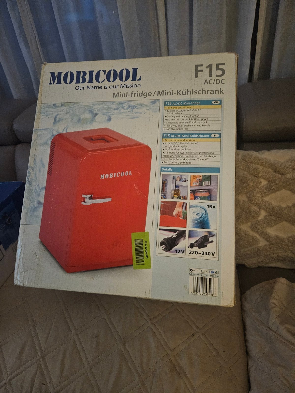 Mobicool F15 AC/DC Mini-koelkast - Nieuw in doos, Ophalen, Zonder vriesvak, Nieuw, Minder dan 75 liter