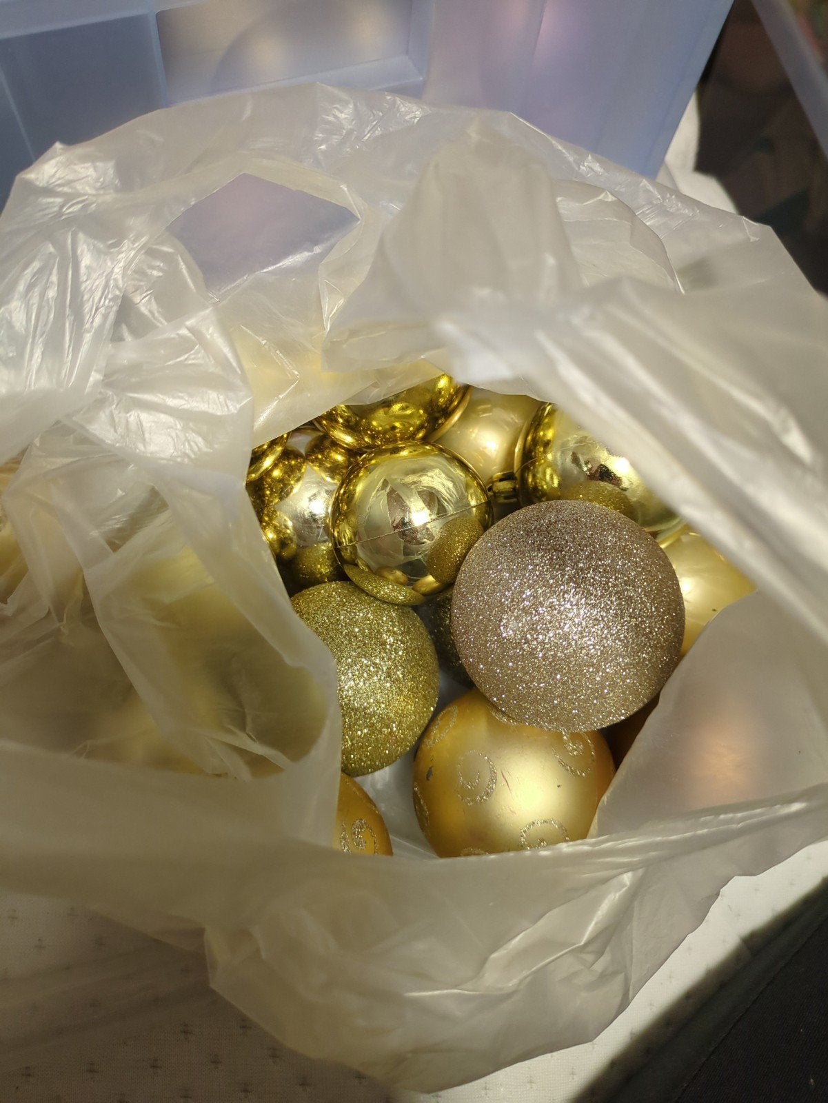 kerstballen kunststof goud, Ophalen of Verzenden