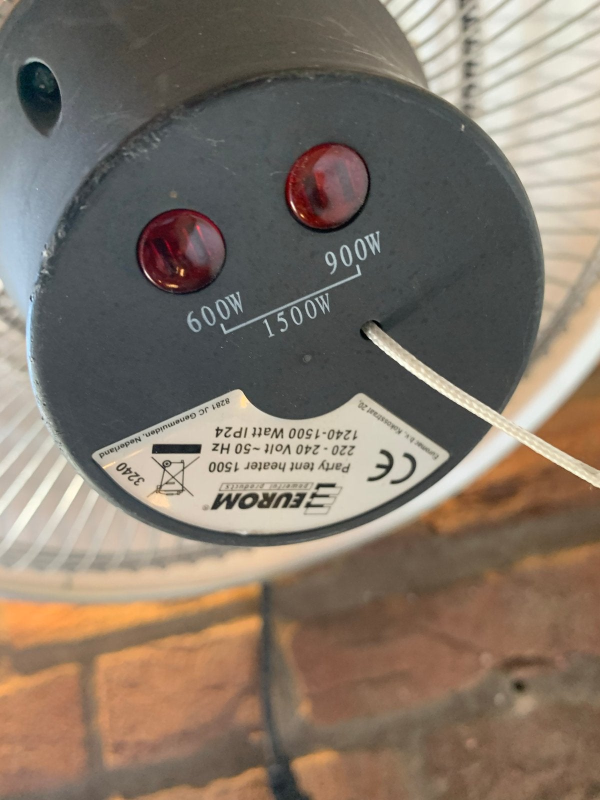Eurom Party Tent Heater 1500W - Elektrische Terrasverwarmer, Ophalen, Gebruikt, Elektrisch, Plafond