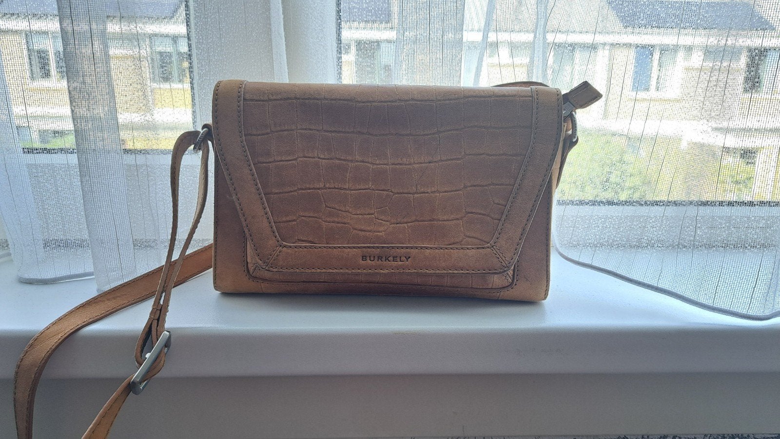 Burkely Schoudertasje - Cognac Krokodillenprint, Ophalen, Gebruikt, Bruin, Schoudertasje
