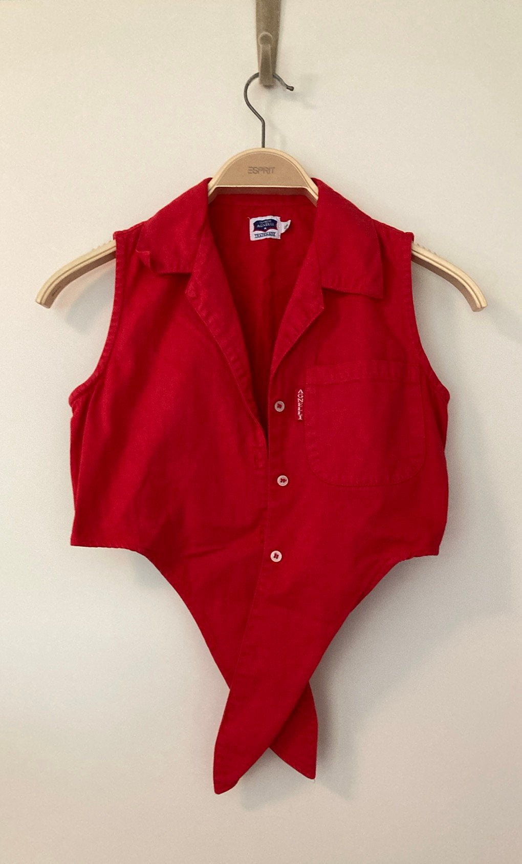 Vintage Amerikaans knoopvestje korte top, maat S, USA, Kleding | Dames, Ophalen of Verzenden, Rood, Korte mouw